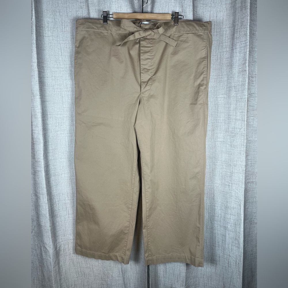 ZARA Wide Leg Khaki Beige Pants Chino Women's Cotton Blend Size XXL NWOT